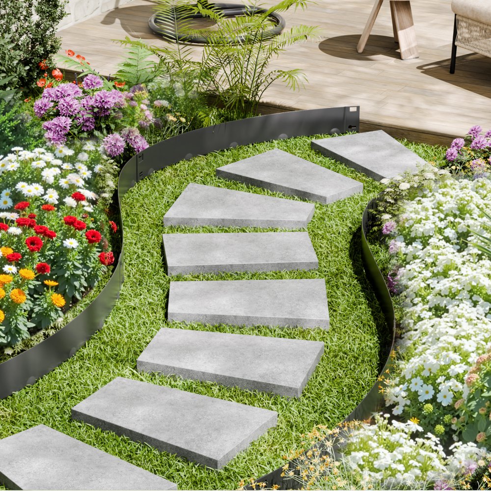 ZY-39X4-5Black - Flexible 39x4in Rust-Resistant Steel Landscape Edging 5-Pack