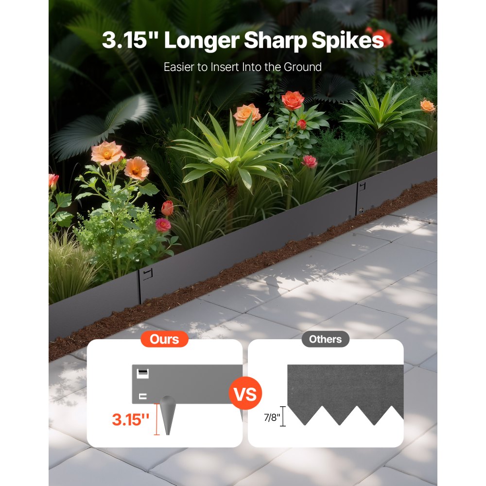 ZY-39X4-5Grey - 39x4in Flexible Steel Landscape Edging, Rust-Resistant Design