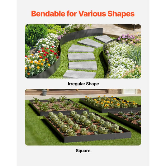 ZY-40X6-6Black - 40x6in Rust-Resistant Metal Landscape Edging for Gardens