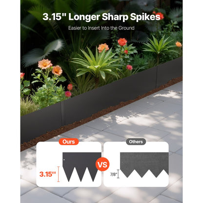 ZY-40X8-6Black - 40" Galvanized Steel Garden Edging - Rust Resistant Border