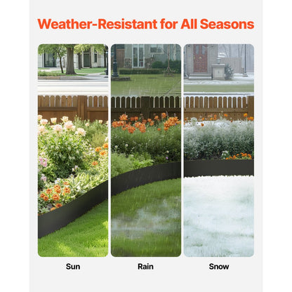 ZY-40X8-6Black - 40" Galvanized Steel Garden Edging - Rust Resistant Border