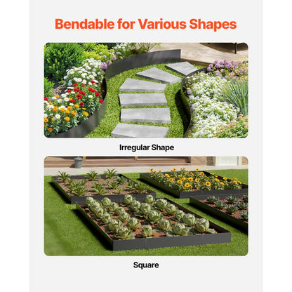 ZY-40X8-6Black - 40" Galvanized Steel Garden Edging - Rust Resistant Border