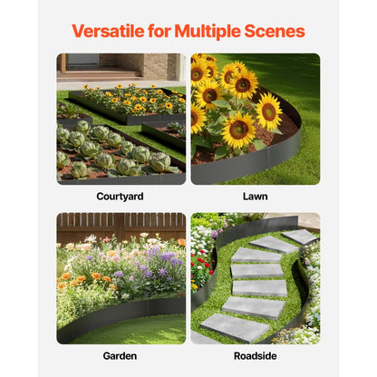 ZY-40X8-6Black - 40" Galvanized Steel Garden Edging - Rust Resistant Border
