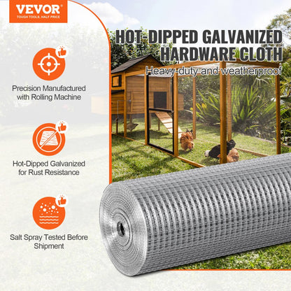 SS12122450G - 24"x50' Durable Galvanized Hardware Cloth for Fencing & Protection
