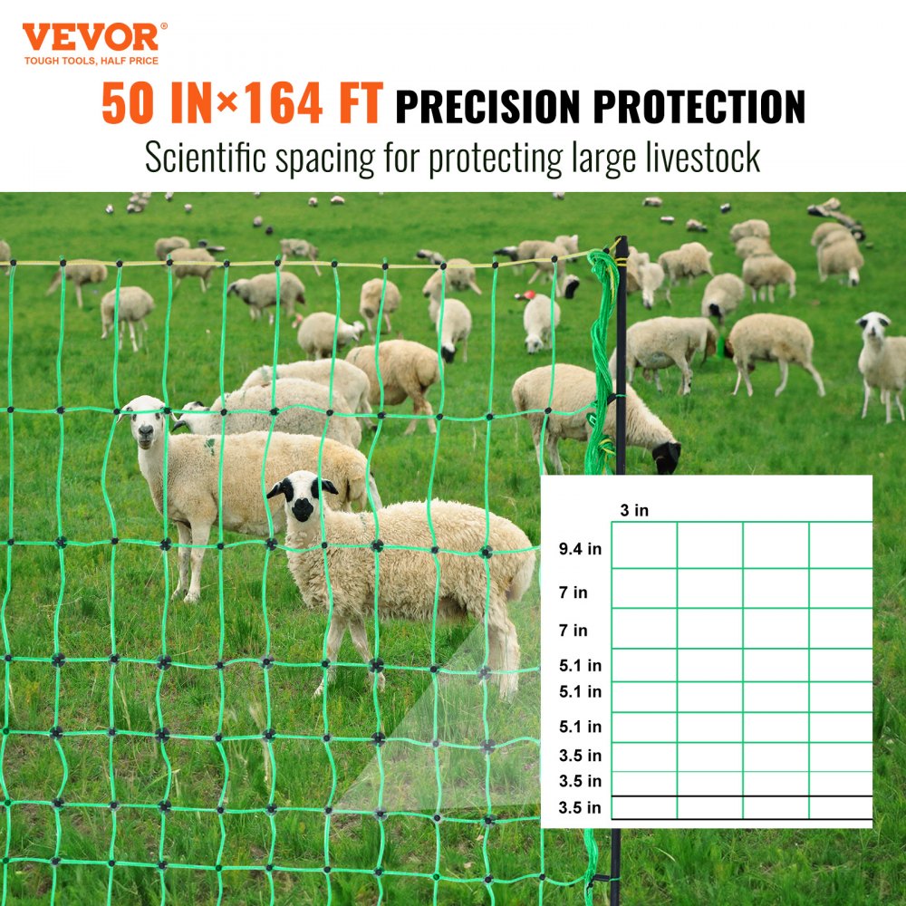 S1261015D - 50" Electric Fence Netting for Goats & Sheep, Portable PE Fencing