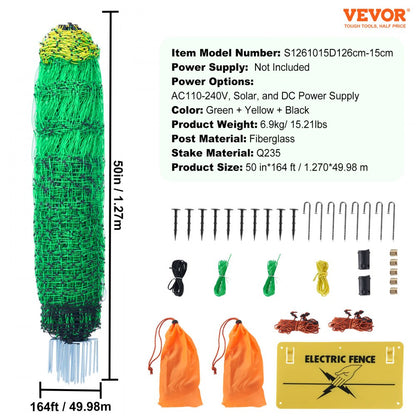S1261015D - 50" Electric Fence Netting for Goats & Sheep, Portable PE Fencing