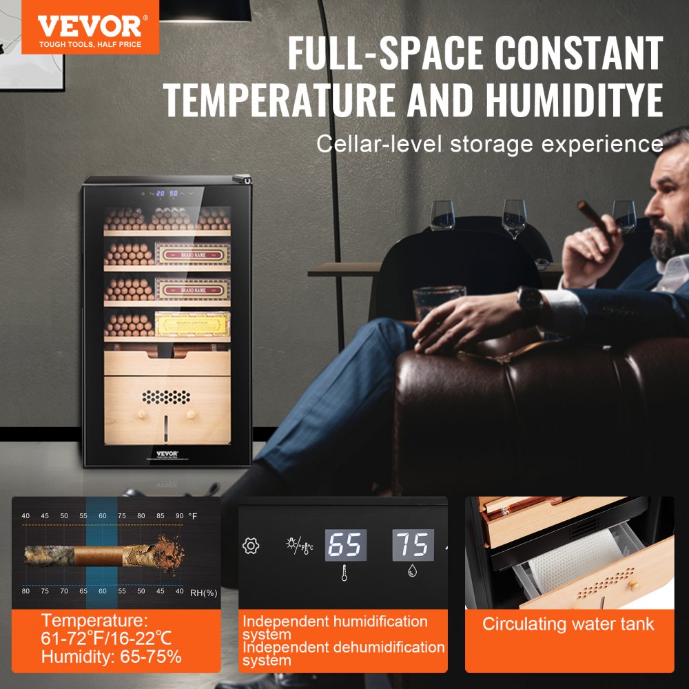 JCC70 - Electric Cigar Humidor for 400 Cigars with Precise Control