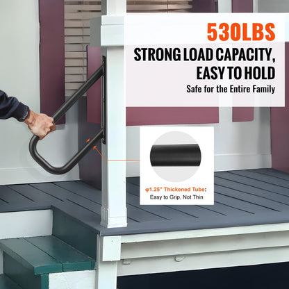 HR-02 - Durable 18.9" Carbon Steel Handrail for 1-2 Step Safety