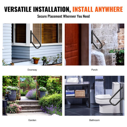 HR-02 - Durable 18.9" Carbon Steel Handrail for 1-2 Step Safety