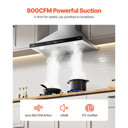 TW03S-P30 - 30" Stainless Steel Range Hood with 800 CFM & Touch Control