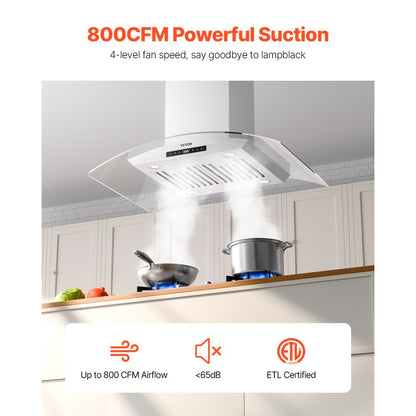 SL22S-P30 - 30" Silver Range Hood with 800 CFM Suction & Touch Control