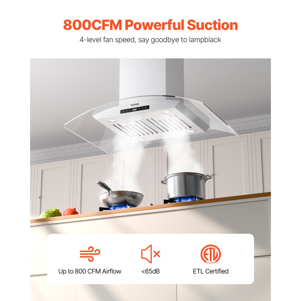 SL22S-P36 - 36" Stainless Steel Wall Mount Range Hood with 800 CFM Power