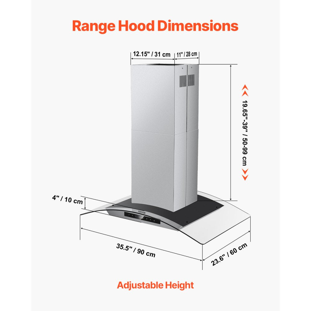 SL22S-P36 - 36" Stainless Steel Wall Mount Range Hood with 800 CFM Power