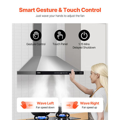 TW03S-P36 - 800CFM Stainless Steel Range Hood with Gesture Control