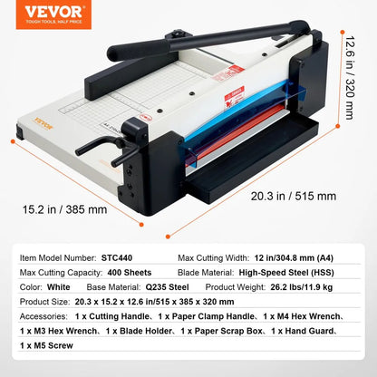 STC440 - 12in Heavy-Duty Paper Cutter for 400 Sheets
