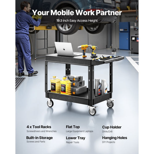 SYTCSS03 - Heavy-Duty 37" x 25.4" Utility Cart with Wheels, 550 lbs Capacity