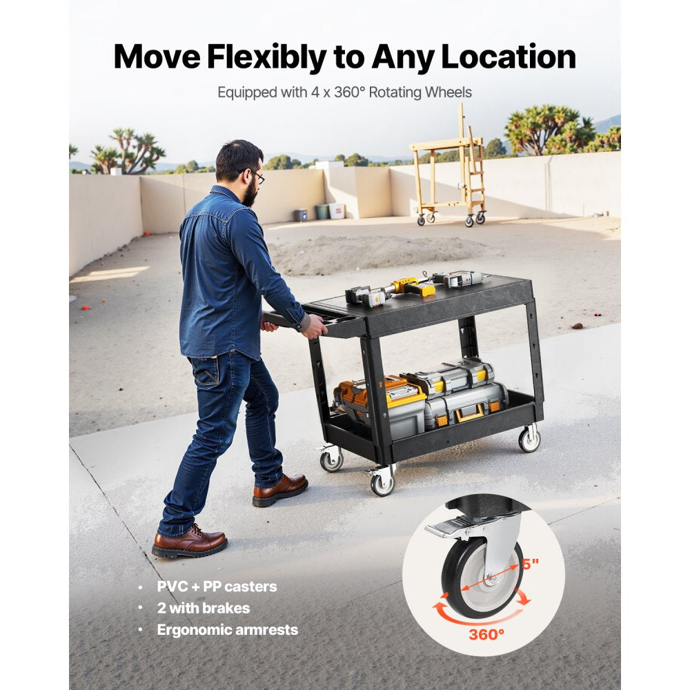 SYTCSS03 - Heavy-Duty 37" x 25.4" Utility Cart with Wheels, 550 lbs Capacity