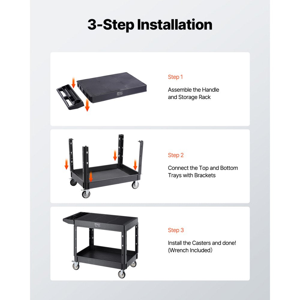 SYTCSS03 - Heavy-Duty 37" x 25.4" Utility Cart with Wheels, 550 lbs Capacity