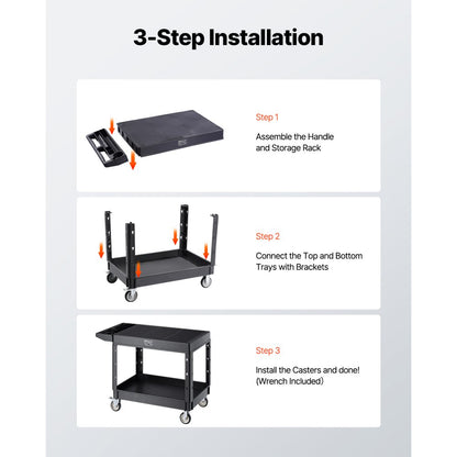 SYTCSS03 - Heavy-Duty 37" x 25.4" Utility Cart with Wheels, 550 lbs Capacity