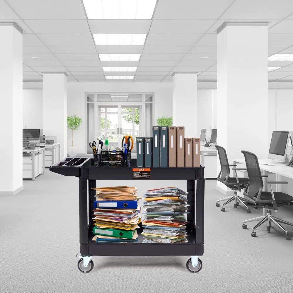 JY-UC02C - Heavy Duty 550LBS Rolling Utility Cart with 2 Shelves
