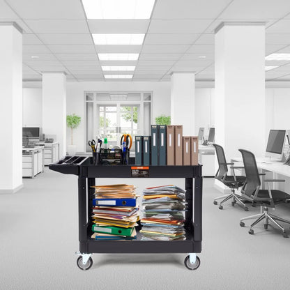 JY-UC02C - Heavy Duty 550LBS Rolling Utility Cart with 2 Shelves