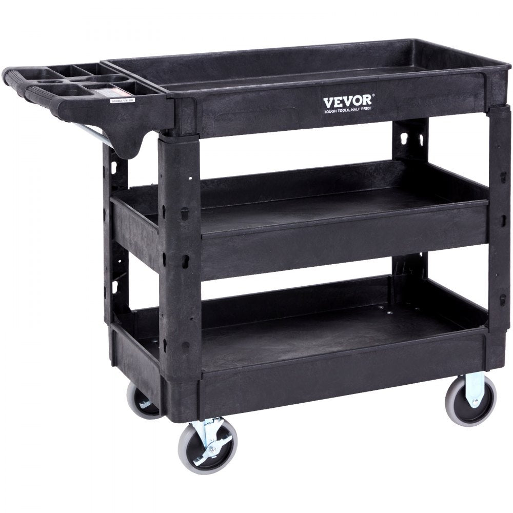 010867140204 - Heavy-Duty 3-Shelf Utility Cart for 550 lbs, Durable Polypropylene