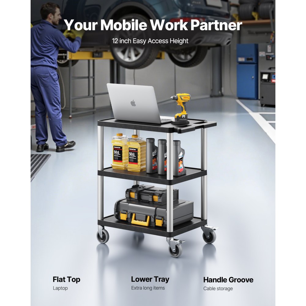 JYS3 - 27.6"x18.1" Mobile Utility Cart, 300 lbs Capacity