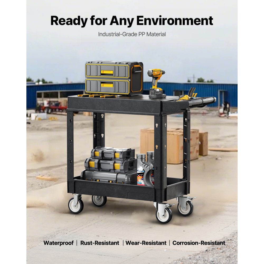 JYUP2 - 40-inch Utility Cart with 550 lbs Capacity and Pegboard Storage