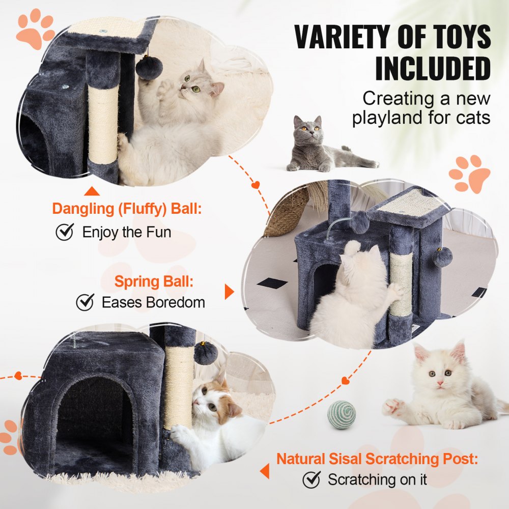 CAT789 - 31.4" VEVOR Cat Tree with Condo & Hammock in Dark Grey