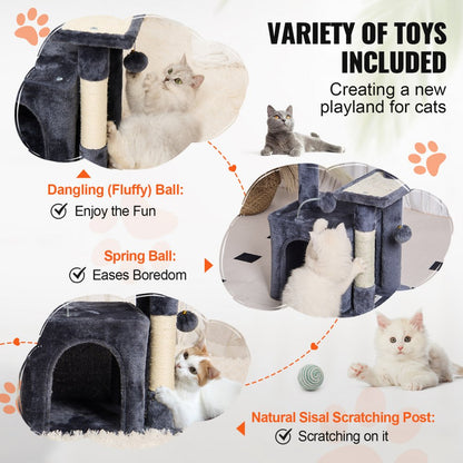 CAT789 - 31.4" VEVOR Cat Tree with Condo & Hammock in Dark Grey
