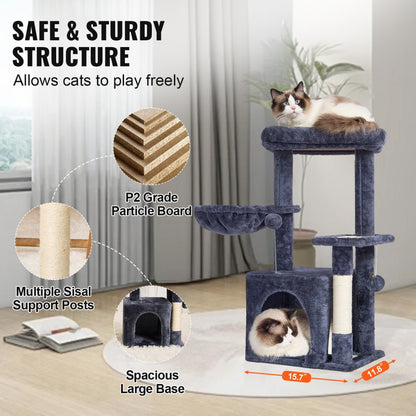CAT789 - 31.4" VEVOR Cat Tree with Condo & Hammock in Dark Grey