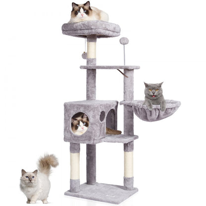 CAT790 - Light Grey Cat Tree 45.2" with Condo & Scratching Post