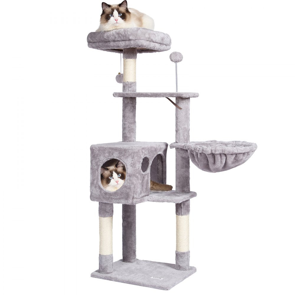 CAT790 - Light Grey Cat Tree 45.2" with Condo & Scratching Post