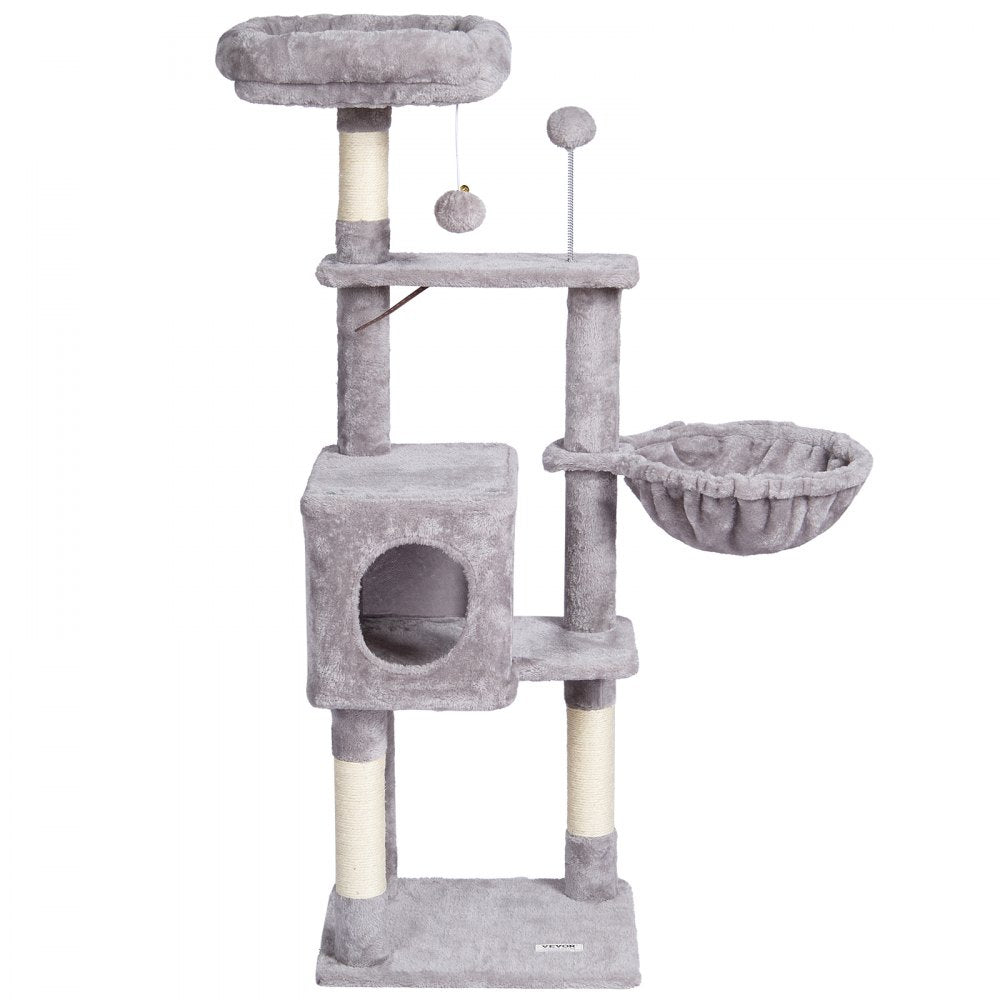 CAT790 - Light Grey Cat Tree 45.2" with Condo & Scratching Post