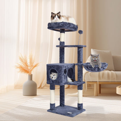 CAT790 - 45.2" Dark Grey Cat Tree with Condo & Scratching Post
