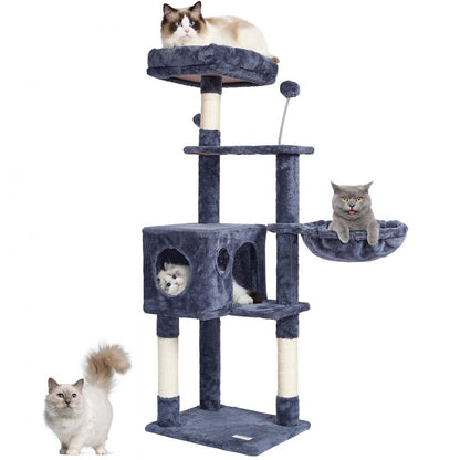 CAT790 - 45.2" Dark Grey Cat Tree with Condo & Scratching Post
