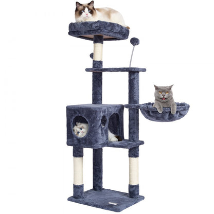 CAT790 - 45.2" Dark Grey Cat Tree with Condo & Scratching Post