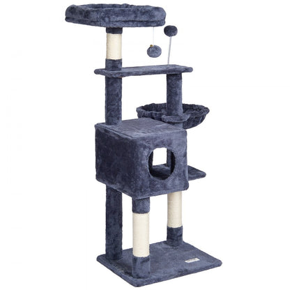 CAT790 - 45.2" Dark Grey Cat Tree with Condo & Scratching Post