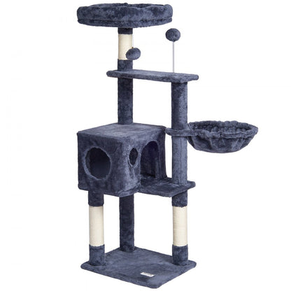 CAT790 - 45.2" Dark Grey Cat Tree with Condo & Scratching Post