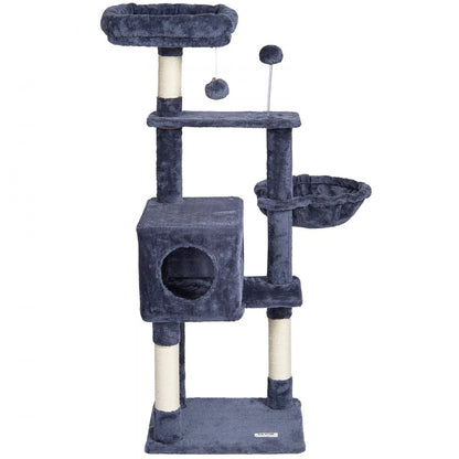 CAT790 - 45.2" Dark Grey Cat Tree with Condo & Scratching Post