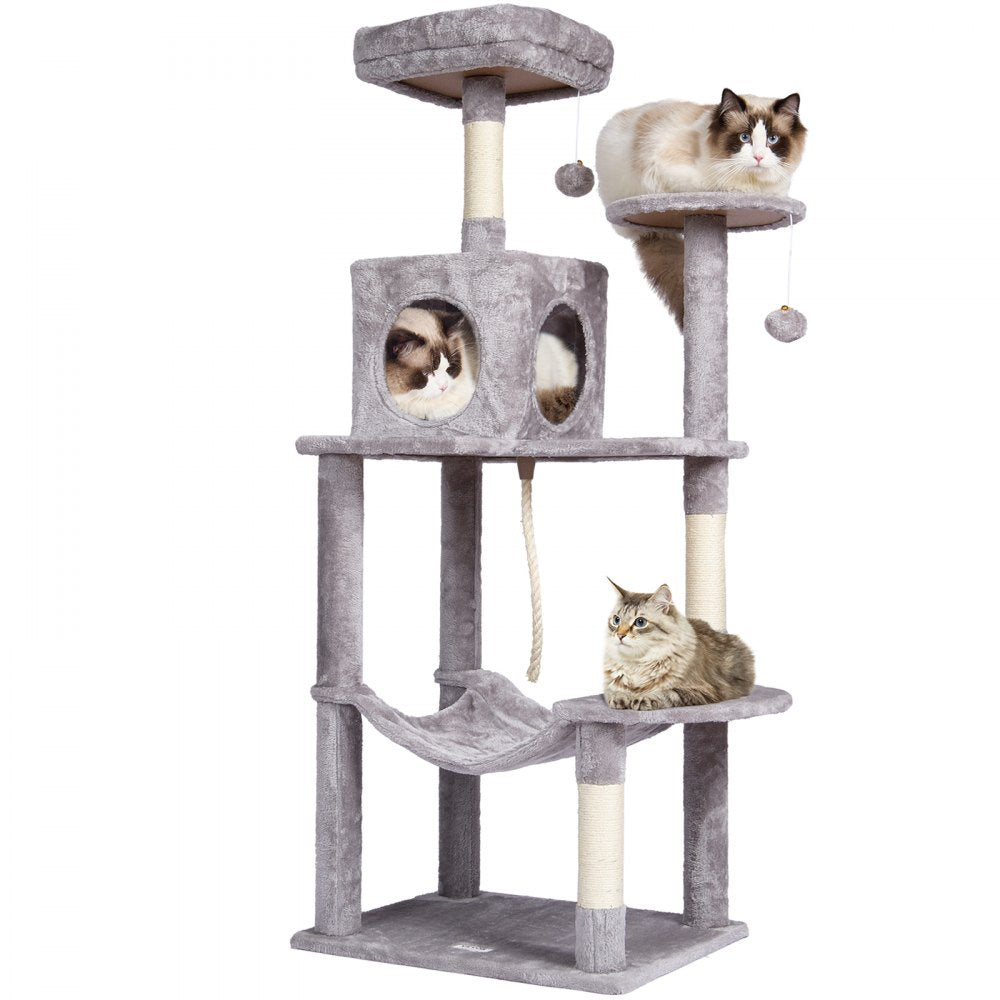CAT791 - 56.2" Light Grey Cat Tree with Perches & Scratching Posts