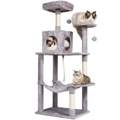 CAT791 - 56.2" Light Grey Cat Tree with Perches & Scratching Posts