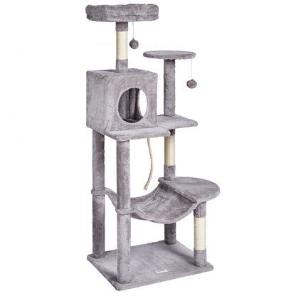 CAT791 - 56.2" Light Grey Cat Tree with Perches & Scratching Posts