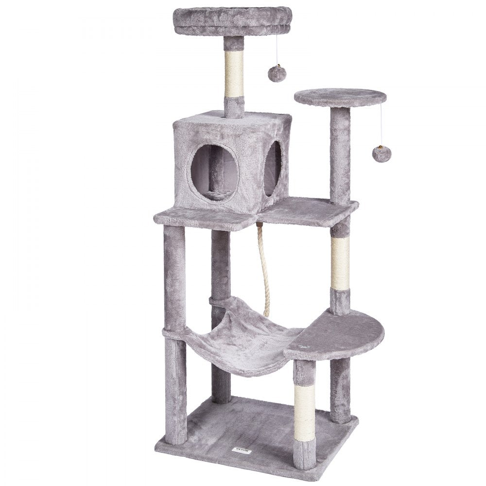 CAT791 - 56.2" Light Grey Cat Tree with Perches & Scratching Posts
