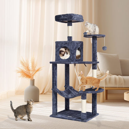 CAT791 - 56.2" Dark Grey Cat Tower with Condo & Scratching Posts