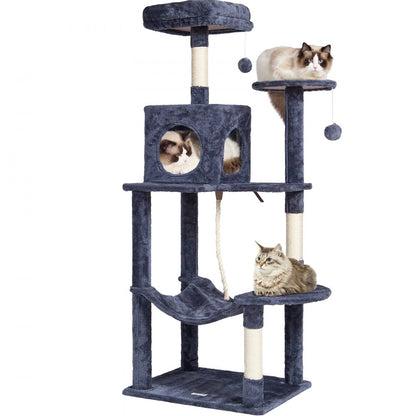 CAT791 - 56.2" Dark Grey Cat Tower with Condo & Scratching Posts