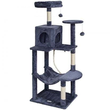 CAT791 - 56.2" Dark Grey Cat Tower with Condo & Scratching Posts