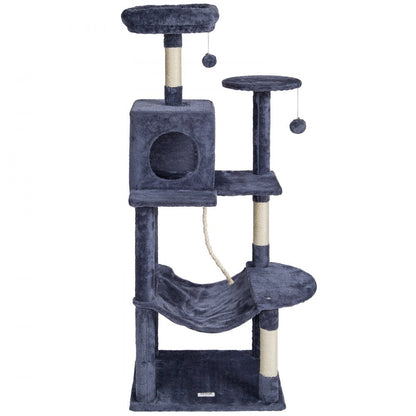 CAT791 - 56.2" Dark Grey Cat Tower with Condo & Scratching Posts