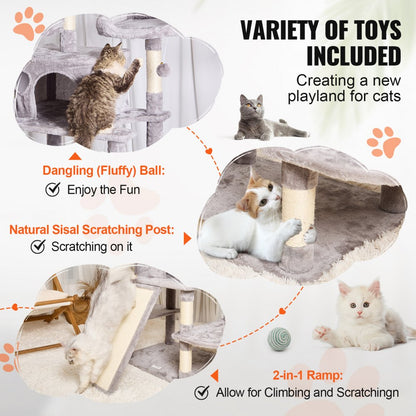 CAT796 - 68.5" Multi-Level Cat Tree with Condos & Scratching Posts