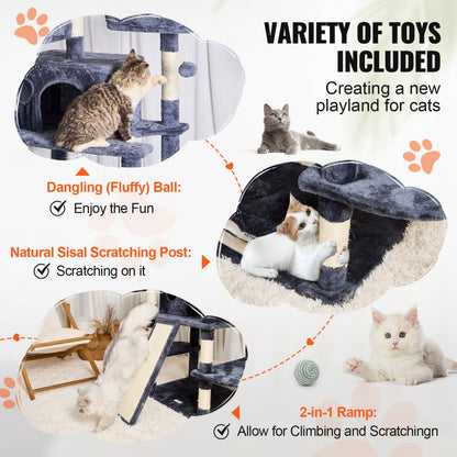 CAT796 - 37.8"x33.1"x68.5" Cat Tree for 1-5 Medium to Large Cats